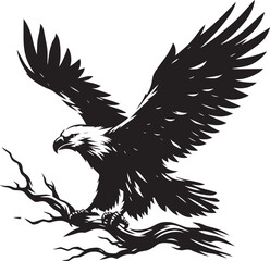 Flying Eagle bird Silhouette isolated on white background Minimalist Eagle vector shape