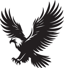 Flying Eagle bird Silhouette isolated on white background Minimalist Eagle vector shape