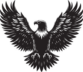 Flying Eagle bird Silhouette isolated on white background Minimalist Eagle vector shape