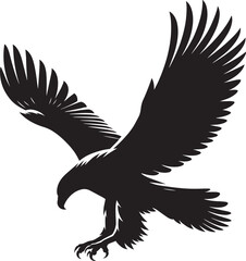 Flying Eagle bird Silhouette isolated on white background Minimalist Eagle vector shape