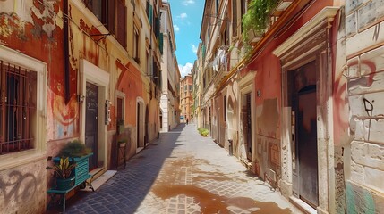 Fototapeta premium A fascinating image featuring Google Street View's panoramic exploration, offering a virtual stroll through charming alleys, historic streets, and modern boulevards with lifelike realism in
