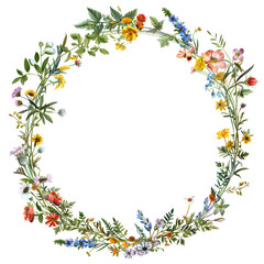 Fototapeta premium Wildflower floral frame illustration