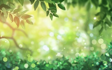 Soft Green Bokeh Leaves Nature Background