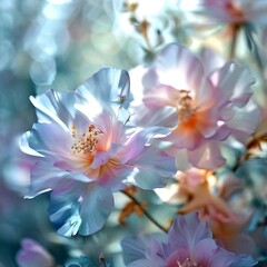 Fototapeta premium Soft-focus floral patterns with a dreamy, washed-out look