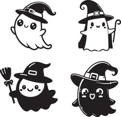 Cute Halloween Ghost vector, T-Shirt Design