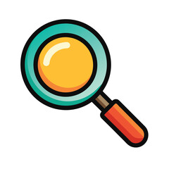 Cartoon magnifying glass vector icon illustration for clipart and design.