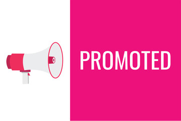 promoted button, banner, label, template for website. promoted text with colorful megaphone icon
