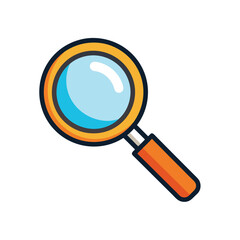 Cartoon magnifying glass vector icon illustration for clipart and design.