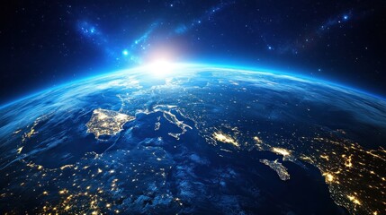 Obraz premium Earth From Space at Sunrise