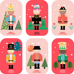 christmas icons set, Cute sticker, christmas greeting card, tree with gifts, flowers in pots, Christmas and cute bunny, element Christmas animal, draw vector cute bunny in garden, cute Tattoo