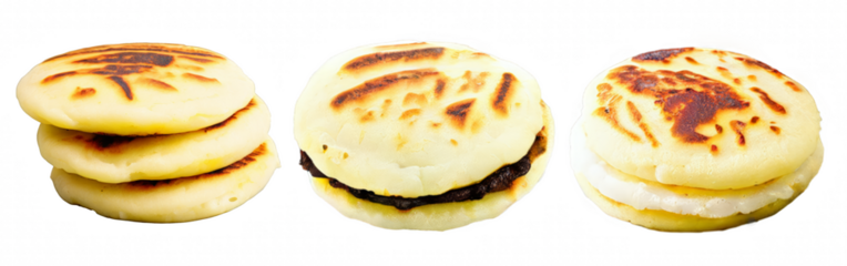 Three different types of pastries isolated on transparent background