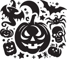 Halloween logo icon silhouette vector style with white background 02