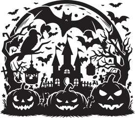 Halloween logo icon silhouette vector style with white background 02