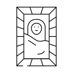 crib bed for newborn baby line icon vector. crib bed for newborn baby sign. isolated contour symbol black illustration