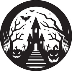 Halloween logo icon silhouette vector style with white background 02