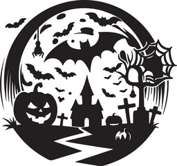 Halloween logo icon silhouette vector style with white background 02