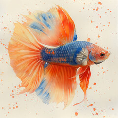 Fototapeta premium Watercolor fish isolated on white background, watercolor illustration
