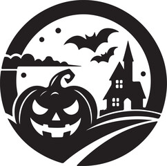 Halloween logo icon silhouette vector style with white background 02