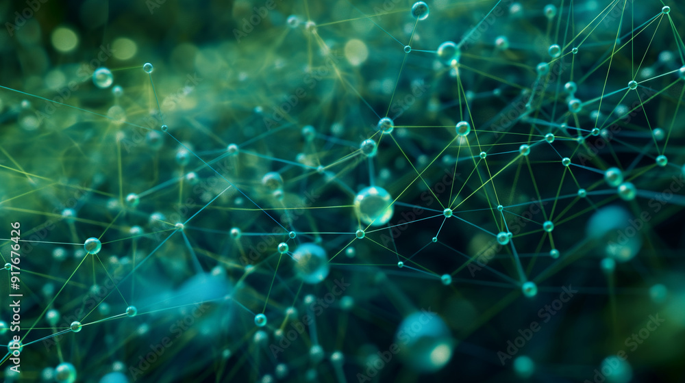 Poster internet network background with interconnected nodes and dynamic data connections, digital world co