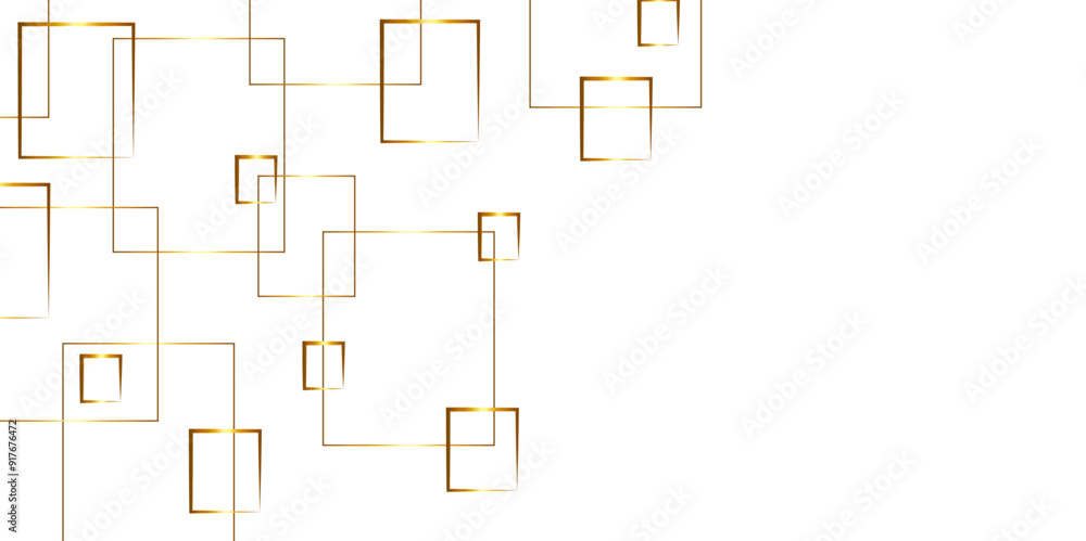 Poster mondrian style of diagonal square pattern vector. design geometric tile gold on black background. mo