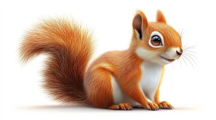 Obraz premium Cute red squirrel munches on nut while perched on tree branch