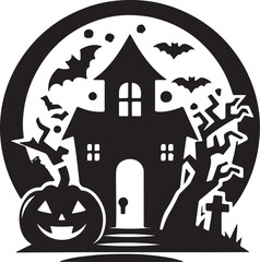 Halloween logo icon silhouette vector style with white background 02