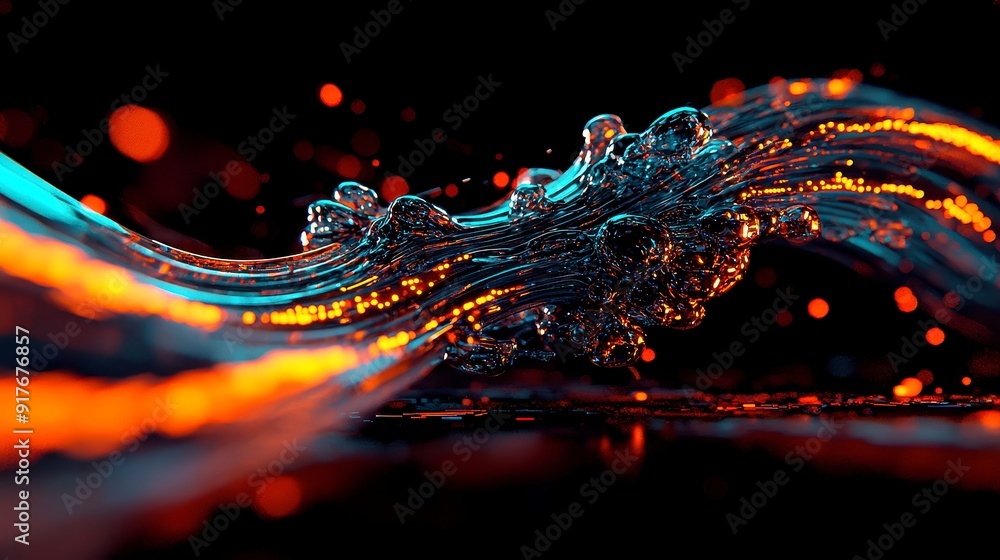 Poster abstract digital data flow, a vibrant exploration of interconnected streams and dynamic patterns, sh