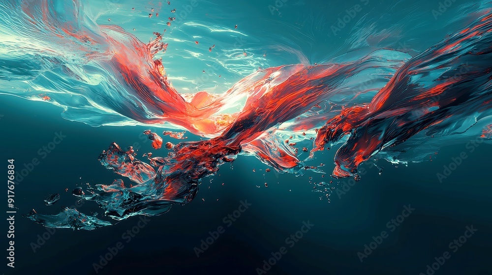Poster abstract digital data flow, vibrant colors and intricate patterns, representing the dynamic movement