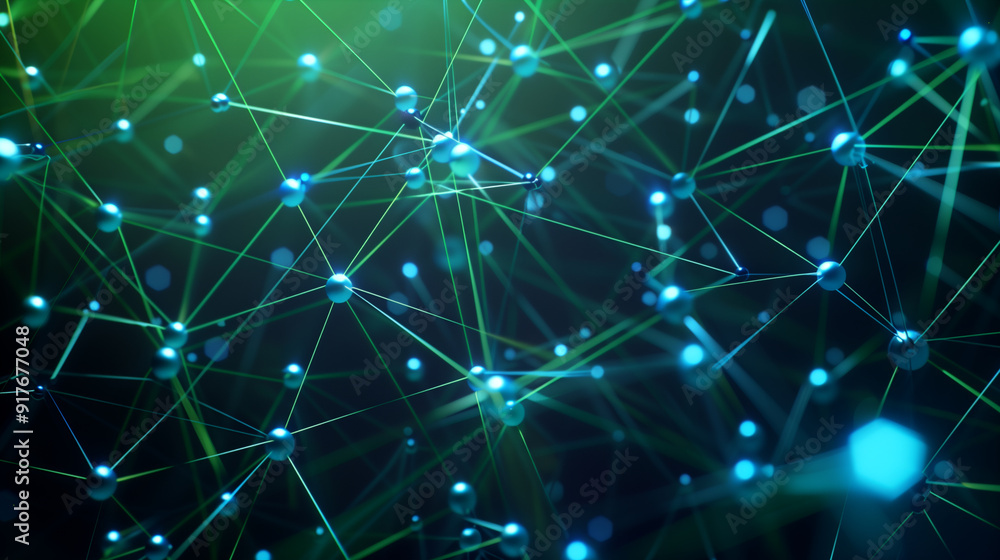 Poster internet network background with interconnected nodes and dynamic data connections, digital world co