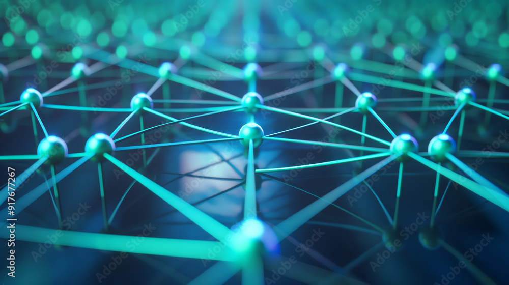Poster internet network background with interconnected nodes and dynamic data connections, digital world co