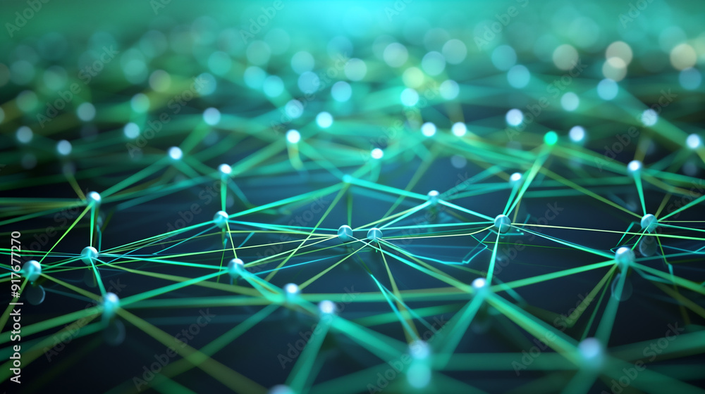 Poster internet network background with interconnected nodes and dynamic data connections, digital world co