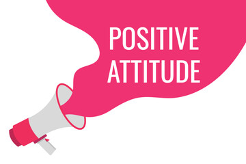 positive attitude button, banner, label, template for website. positive attitude text with colorful megaphone icon
