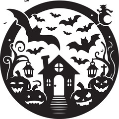 Halloween logo icon silhouette vector style with white background 02