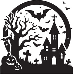 Halloween logo icon silhouette vector style with white background 02