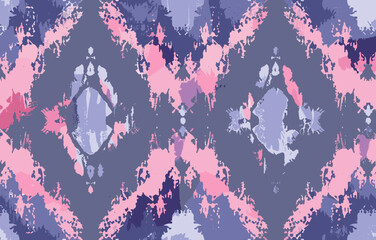 Abstract geometric pattern with pink purple and blue blotches on a grey background