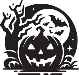 Halloween logo icon silhouette vector style with white background 02