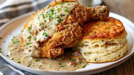 Southern Fried Chicken with Buttermilk Biscuits and Gravy