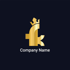 Obraz premium FK letter logo emblem style with crown shape logo design template