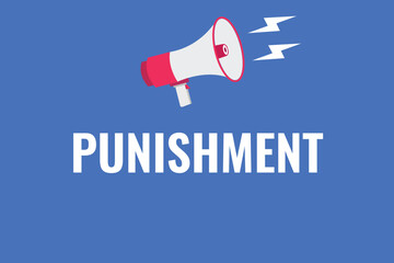 punishment button, banner, label, template for website. punishment text with colorful megaphone icon
