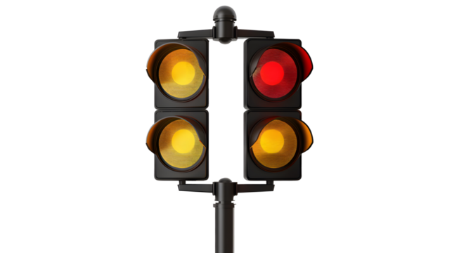 Green Light Go: A classic traffic light signal with red, yellow, and green lights, isolated against a white background, symbolizing a fresh start, opportunity, and the go-ahead. It's a powerful visual