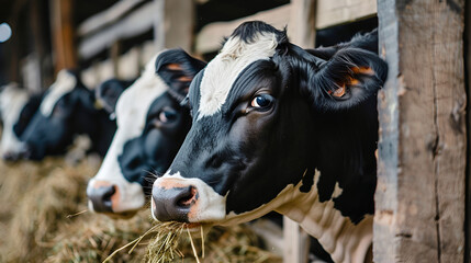 Cows on Farm eating  ,generative ai