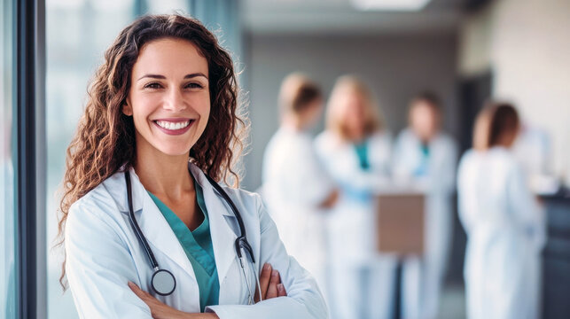 Smiling female doctor in a bright and cheerful medical office