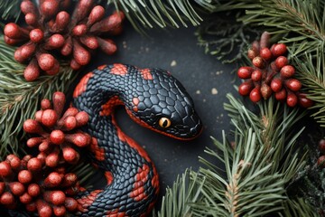 Fototapeta premium Happy New Year snake symbols 2025 year