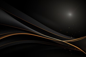 Fototapeta premium Abstract black and gold background with flowing lines and subtle sparkle.