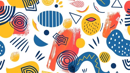 Create a seamless pattern with abstract line art and geometric shapes