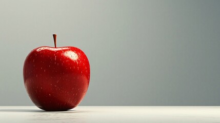 A Shiny Red Apple on a White Surface