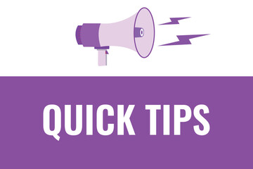 quick tips button, banner, label, template for website. quick tips text with colorful megaphone icon
