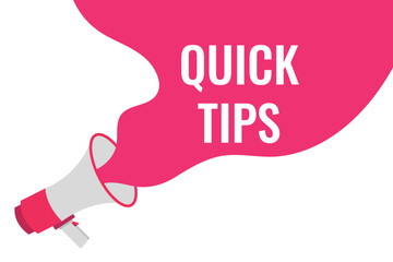 quick tips button, banner, label, template for website. quick tips text with colorful megaphone icon
