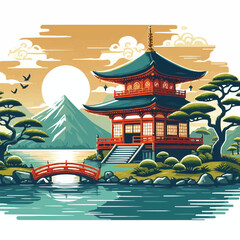 japanese temple in spring