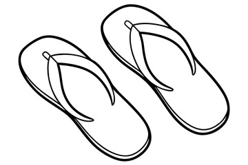 Flip-flops line art vector, shoe outline vector illustration